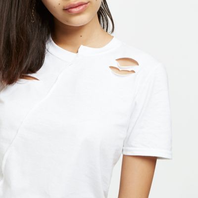 White spliced loose fit T-shirt